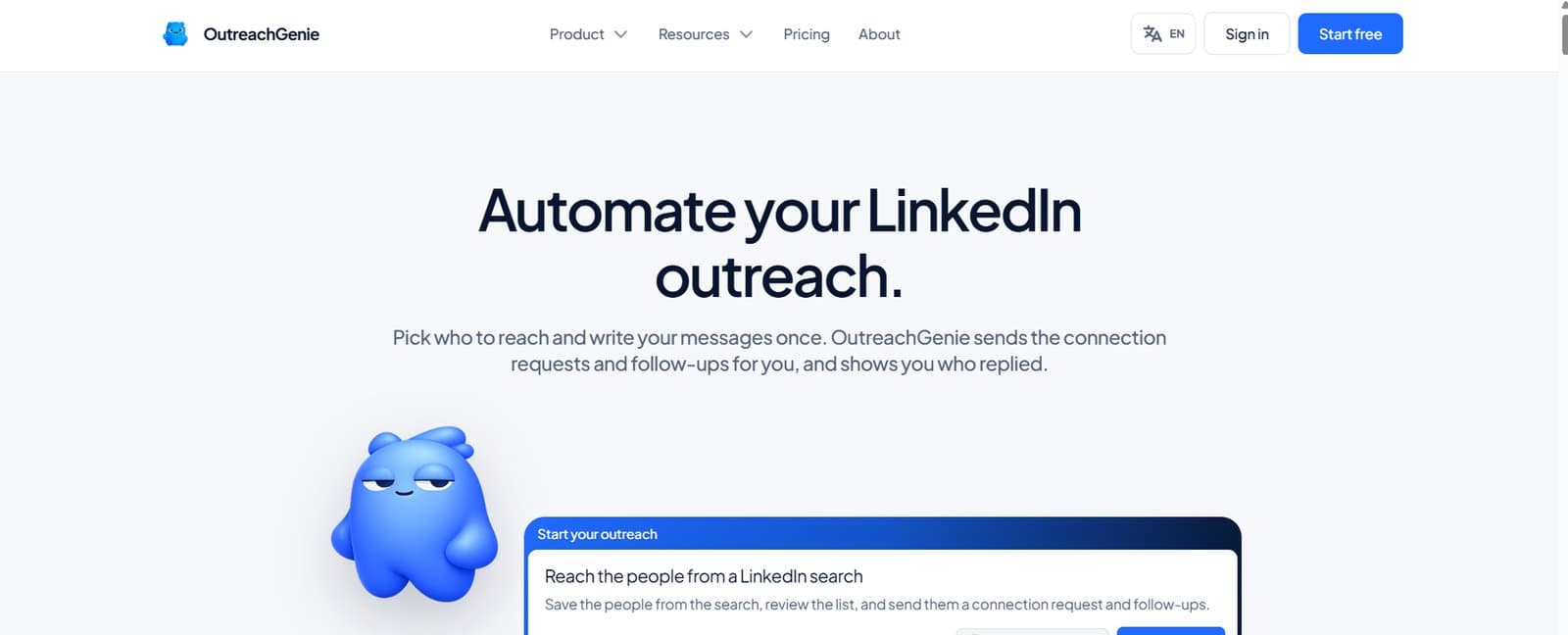 LinkedIn outbound product landing page
